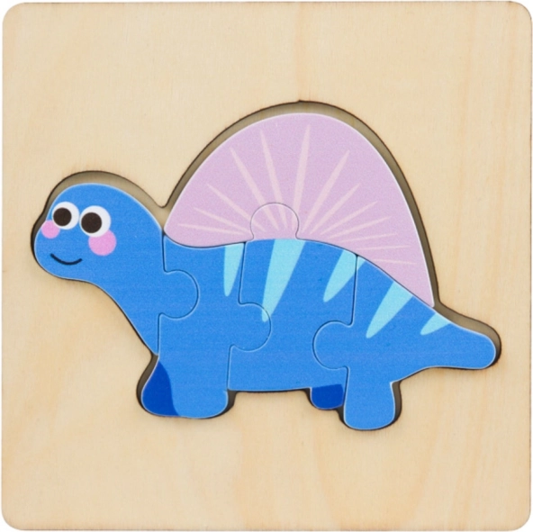 Drevená skladačka Puzzle Dinosaury 11 x 11 cm