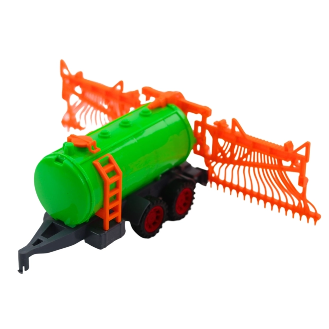 Detský traktor s cisternou a hrabľami