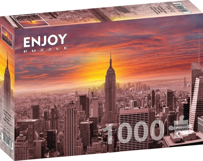 Puzzle západ slnka nad panorámou New Yorku 1000 dielikov