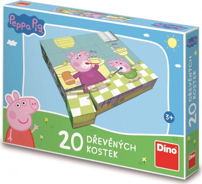 Drevené kocky Peppa Pig: Veselý deň – 20 kociek