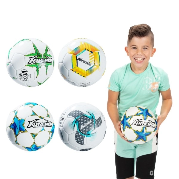 Futbalová lopta 23 cm veľkosť 5 šitá 4 farby v sáčku