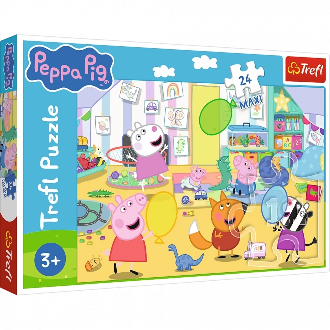 Puzzle 24 maxi – krásna Peppa – Šťastné prasiatko PEPPA od Trefl