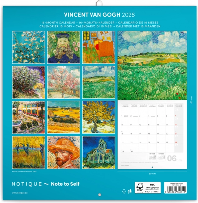 Poznámkový kalendár Vincent van Gogh 2026