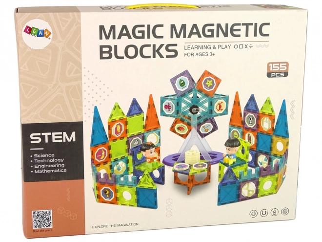 Magnetické stavebné kocky Diabolské kolo 3D 155 kusov
