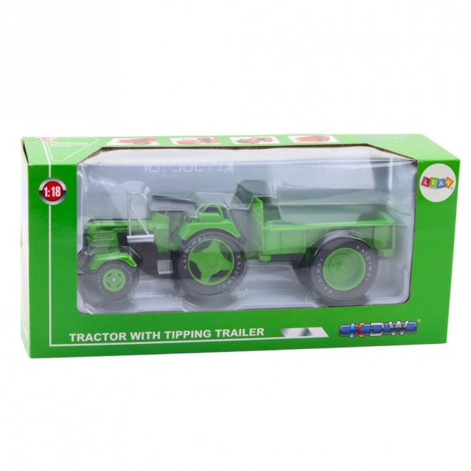 Kovový Zelený Traktor s Prívesom 1:18