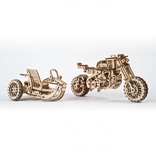 Ugears 3D puzzle Motocykel s vozíkom 380 dielikov