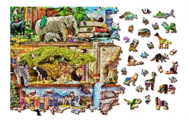 Drevené puzzle Úžasné kráľovstvo zvierat 2v1