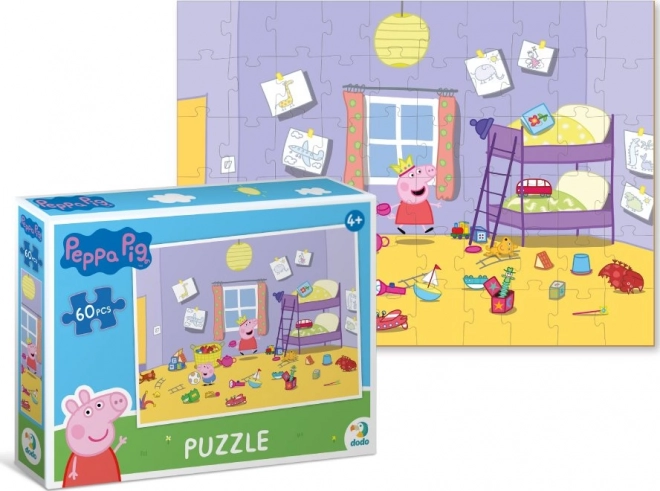 Puzzle Prasiatko Peppa: Hrátky v izbičke 60 dielikov