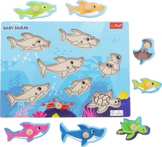 Drevené Puzzle Baby Shark 8 Elementov