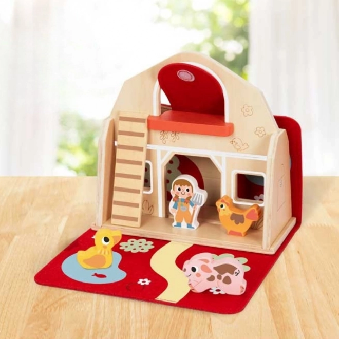 Tooky Toy Drevená skladacia farma s figúrkami zvieratiek