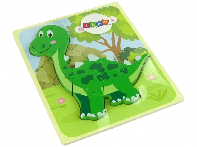 Drevené puzzle dinosaurus Isanosaurus zelený