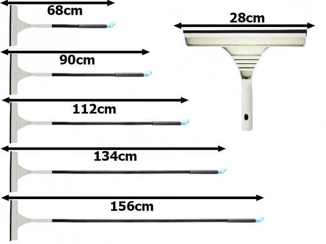 Umývacia stierka na okná s mikrofibrou, nastaviteľná dĺžka 160 cm, 2v1 set