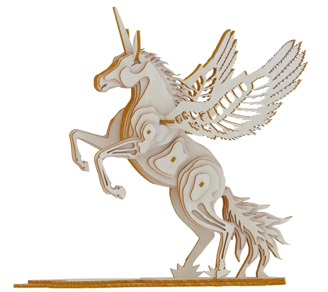 Drevené 3D puzzle jednorožec