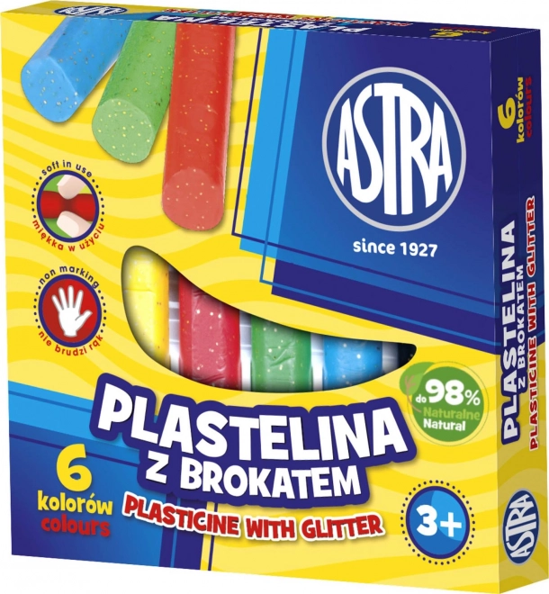 Astra plastelína so trblietkami 6 farieb