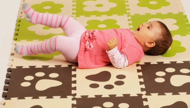 Pěnové baby puzzle hnedé tlapky