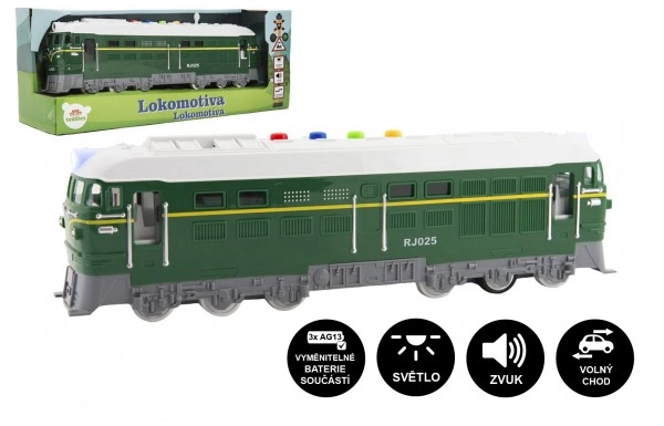 E-shop Teddies Lokomotiva/Vlak zelená na baterie se zvukem se světlem