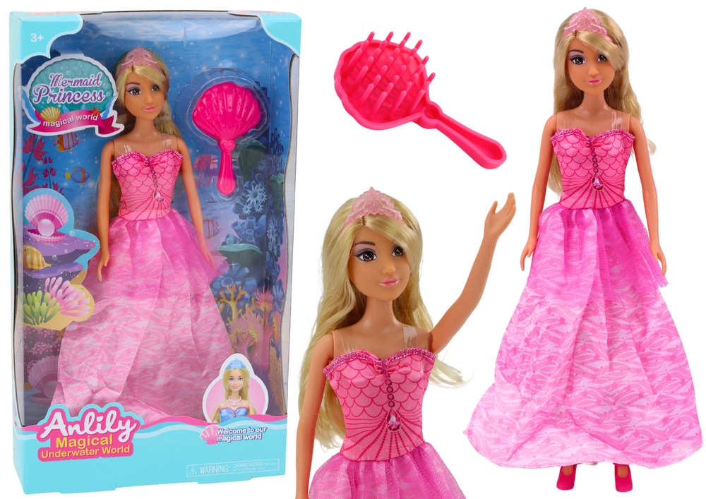 E-shop LEAN Toys Anlily Morská panna Princezná Ružové šaty Kefa