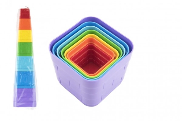 E-shop Teddies Kubus pyramida skládanka hranatá barevná 7ks