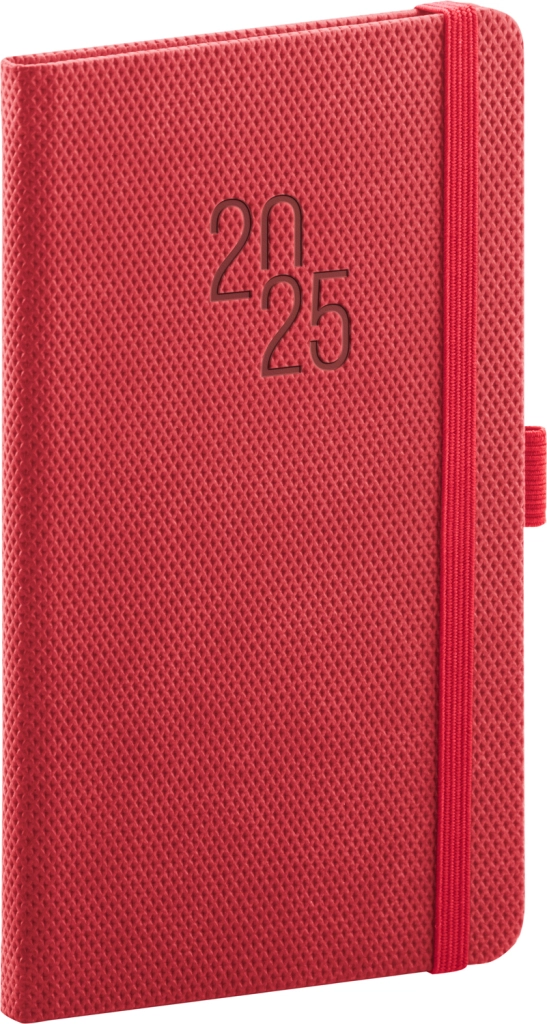 E-shop Notique vreckový diár Diamante 2025 červený 9 × 15,5 cm