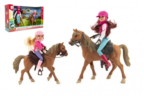 E-shop Teddies Kôň 2ks + žokejka 2ks plast 44x26x12cm