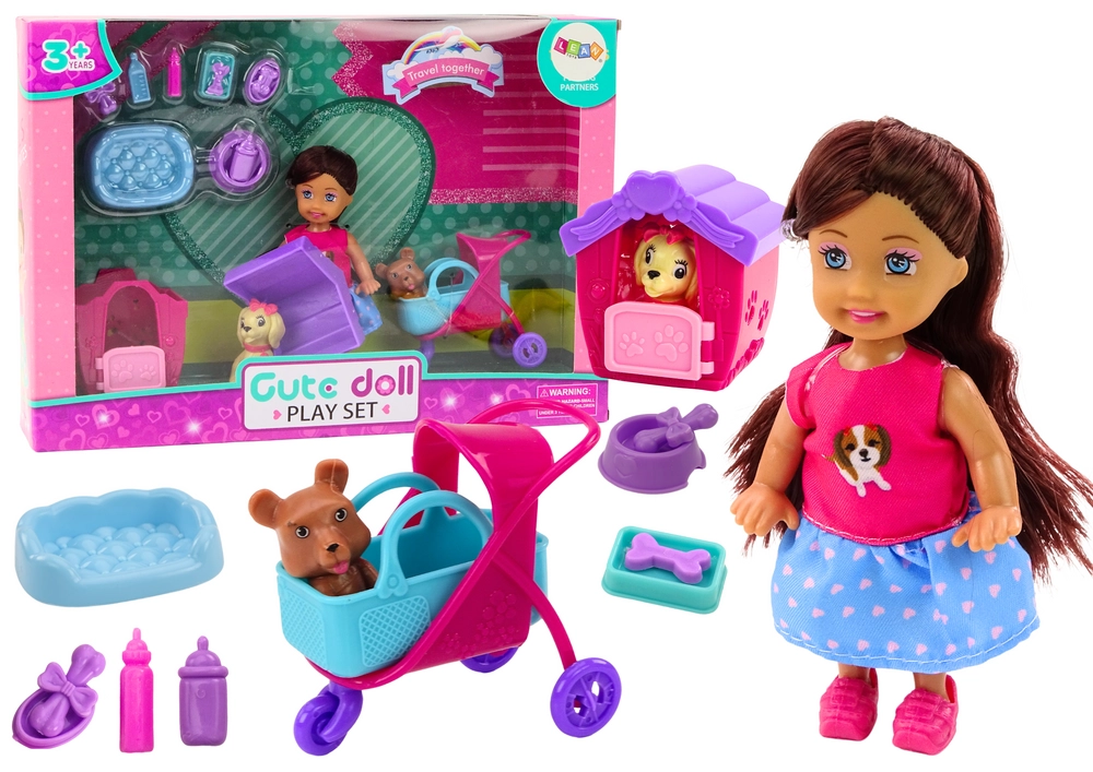 LEAN Toys so psíkmi Príslušenstvo pre psíkov Ružové šteniatko 16 ks.