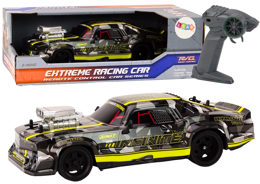 E-shop RC auto 1:16 s gumovými kolesami na drift – čierne