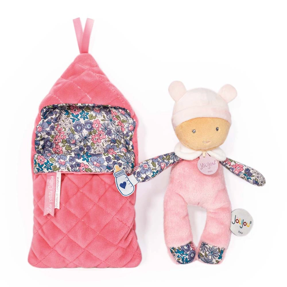 E-shop Doudou Jolijou bábätko v navliekacej perinke 20 cm – Ružová