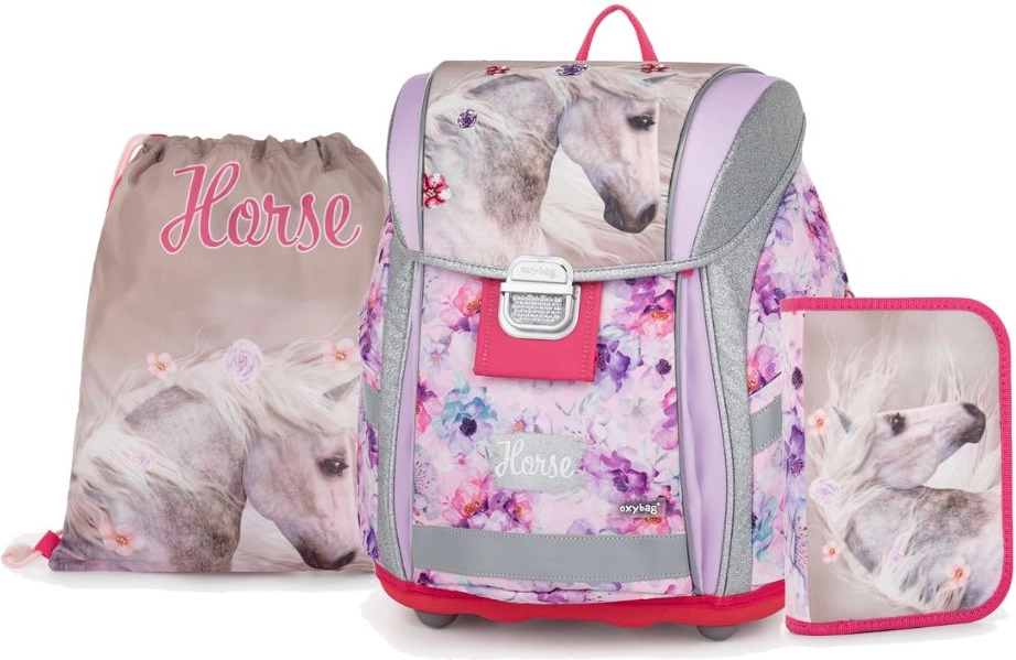 Karton P+P Školská taška pre dievčatá Oxybag PREMIUM LIGHT Kôň romantic 3dielny set