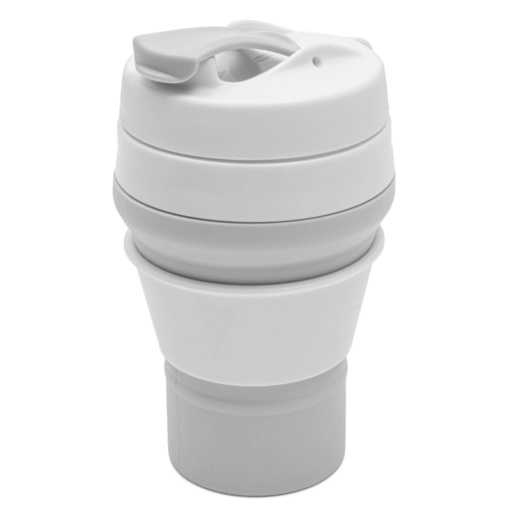 E-shop Skladací silikónový kelímok 350 ml 2v1 New Baby – šedý