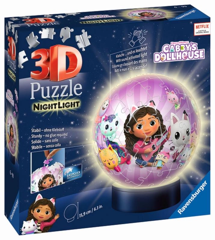 E-shop Ravensburger 3D Puzzleball svítící Gabby's Dollhouse 72 ks