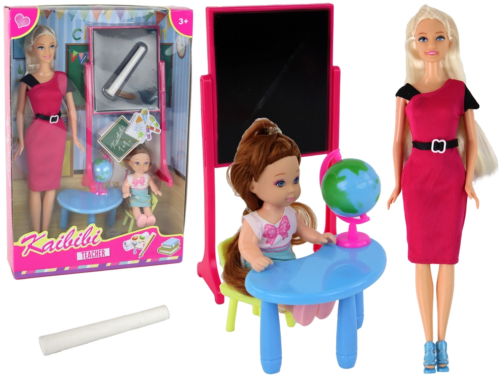 E-shop Lean Toys učiteľka s blond vlasmi a malou bábikou
