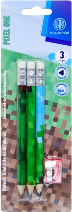 E-shop Trojhranné ceruzky HB s strúhadlom ASTRA Pixel One, 3 ks
