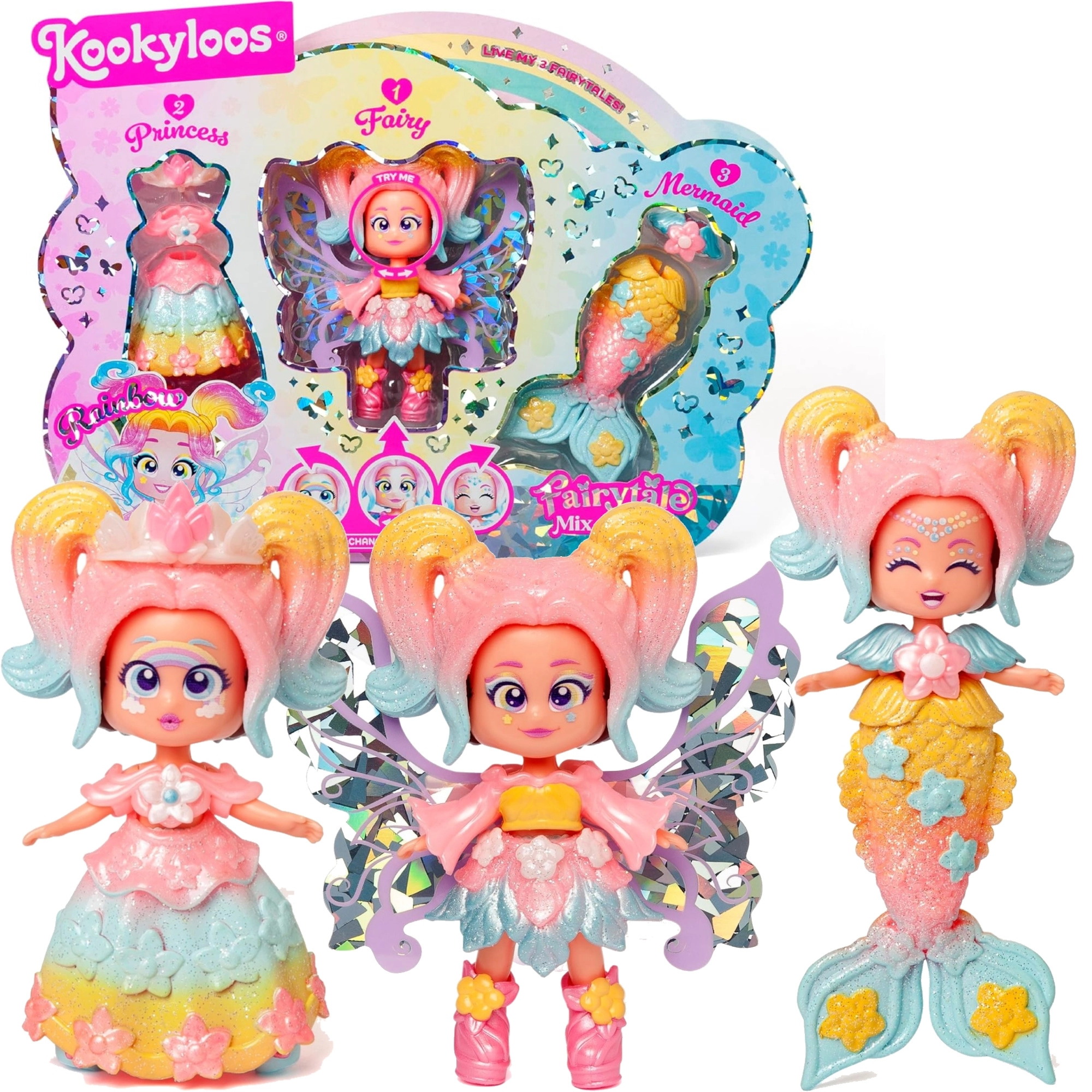 KookyLoos Fairytale Rainbow 3v1 – víla, morská panna a princezná