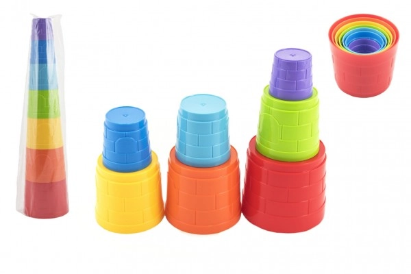 E-shop Teddies Kubus pyramida skládanka kulatá barevná 7ks