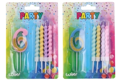 E-shop WIKY Párty sviečka číslo 6 + 4ks sviečok