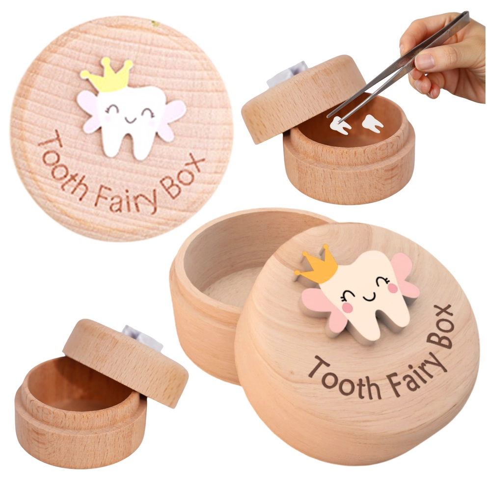 Drevená krabička na mliečne zuby pre deti s gravírovaním Tooth Fairy Box