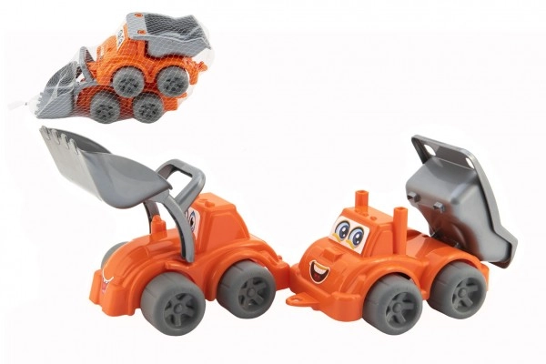 E-shop Teddies Stavebné stroje 2ks plast na voľný chod v sieťke 13x17x28cm 12m +