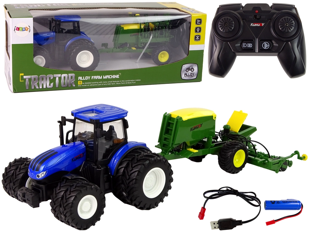 Lean Toys Modrý traktor s lisem