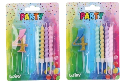 E-shop WIKY Párty sviečka číslo 4 + 4ks sviečok