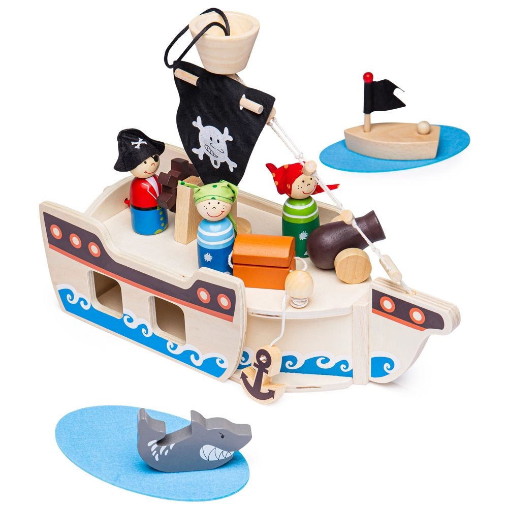 Drevená pirátska loď s príslušenstvom od Bigjigs Toys