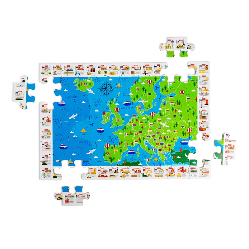 E-shop Bigjigs Toys drevené podlahové puzzle mapa Európy – 48 dielikov