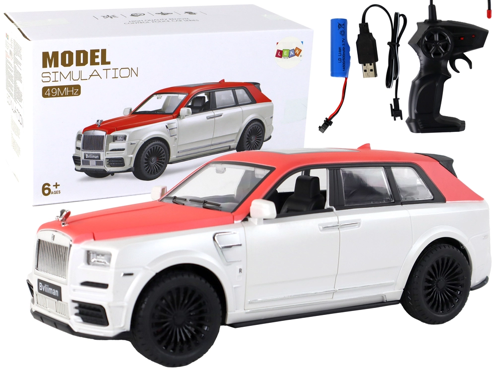 E-shop RC auto 1:20 bielo‑červené s diaľkovým ovládaním