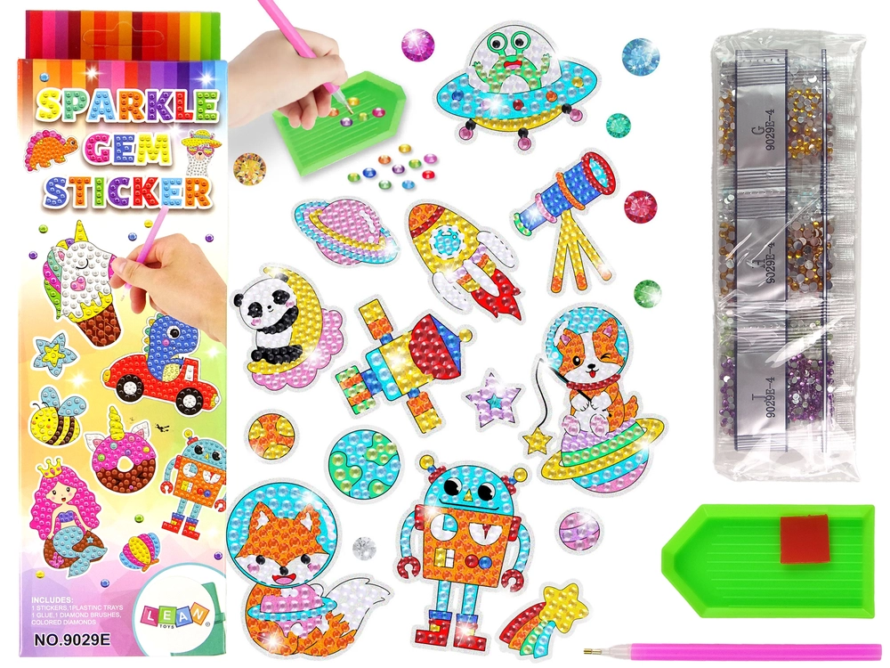 E-shop Lean Toys Sada nálepiek s mozaikou kozmonautov + diamanty