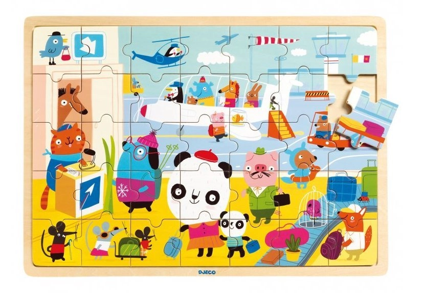 E-shop DJECO drevené puzzle letisko 35 dielikov