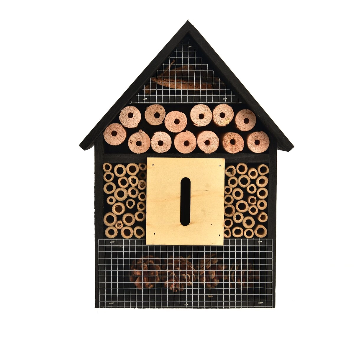 E-shop Hotel pre hmyz z prírodného dreva, čierny, 22 × 9 × 30 cm