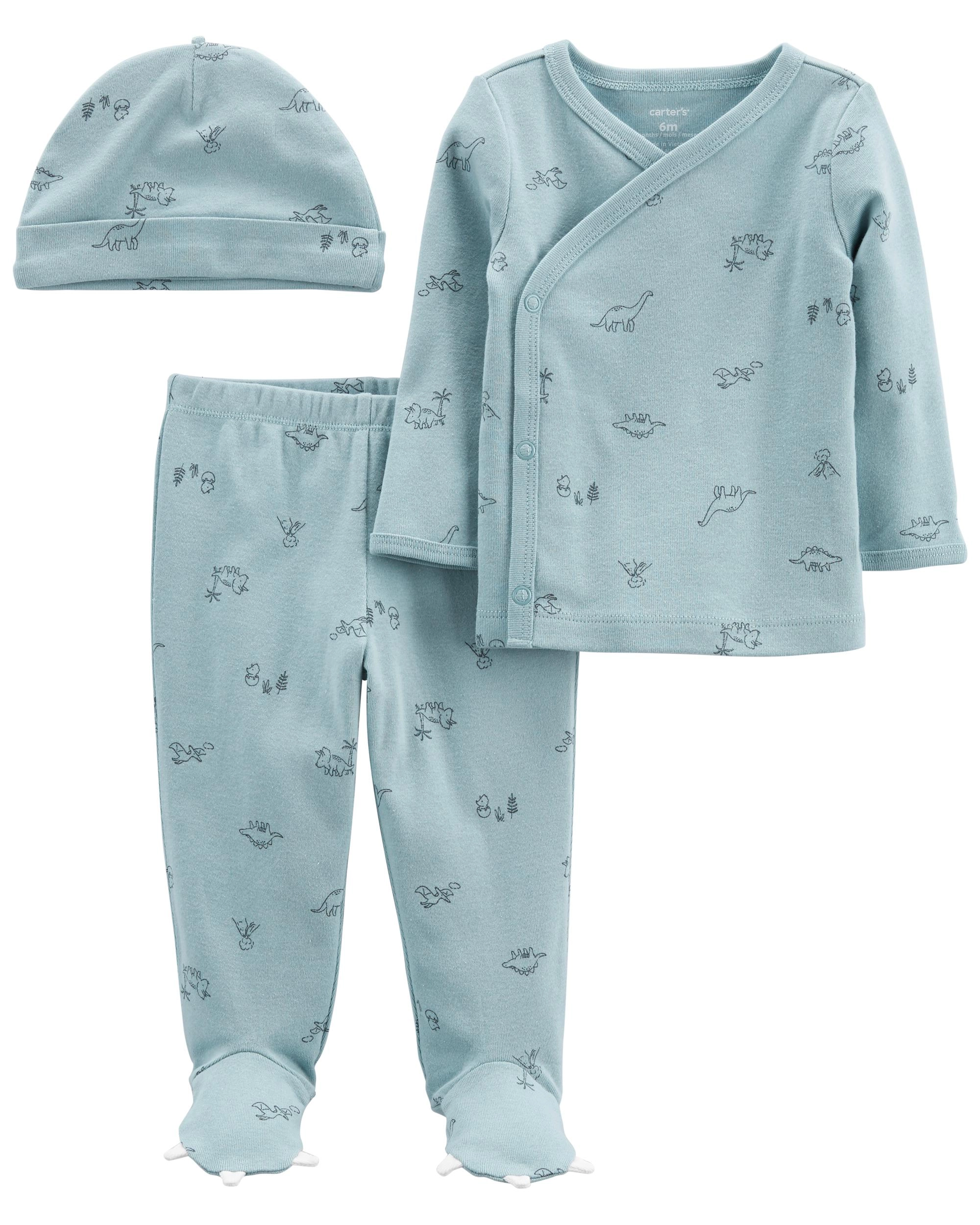 E-shop Carter's Set 3dielny tričko dl. rukáv polodupačky čiapka Blue Dino chlapec LBB