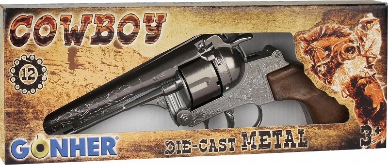 E-shop Kovový kovbojský revolver 12 nábojov