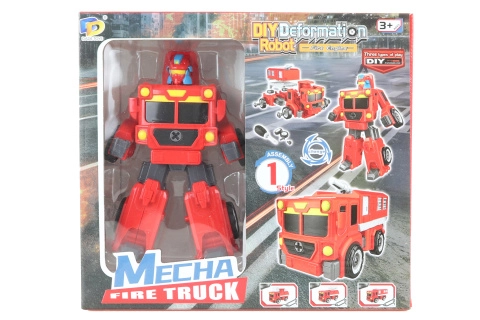 E-shop Skladací skrutkovací robot – červený transformer kamión s bagrom