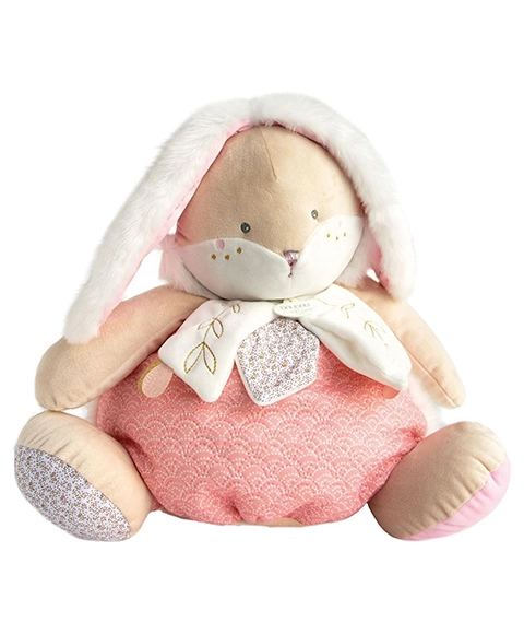 E-shop Doudou Ružový zajačik s priestorom na uloženie pyžamka 38 cm