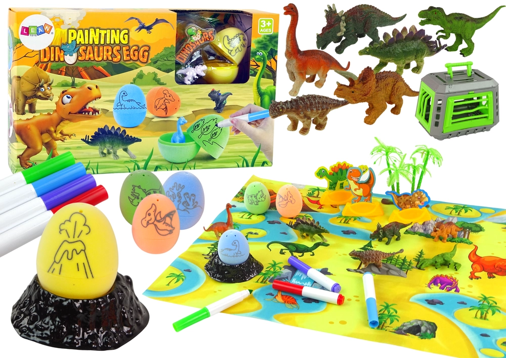 LEANToys Kreatívna sada na maľovanie dinosaurov dinosaurie vajcia